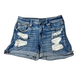 American Eagle Next Level Stretch X Midi denim distressed shorts‎ size 4